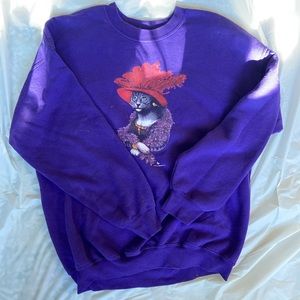 Purple Victorian Cat Gildan Crewneck - Size XL